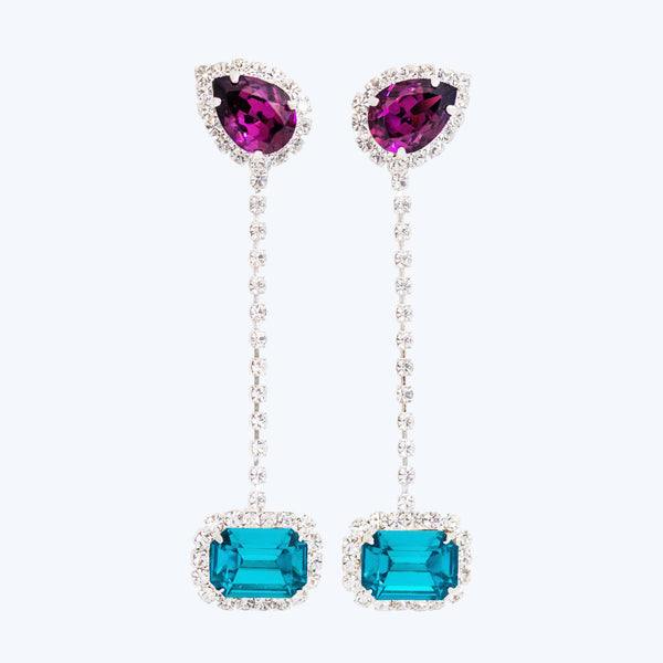 "Oh My Sparkle!" Earrings - Purple x Turquoise