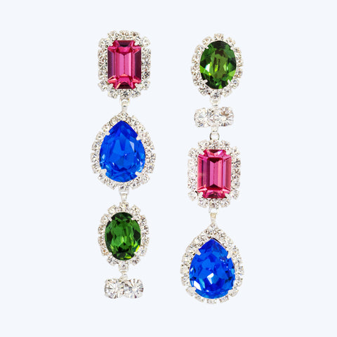 "We Go Together" Earrings - Pink x Blue x Olive Green